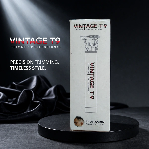 Vintage T9 Professional Hair Trimmer for Men | Cordless Beard & Hair Clipper | Precision T-Blade | Rechargeable Grooming Kit for Salon & Home Use