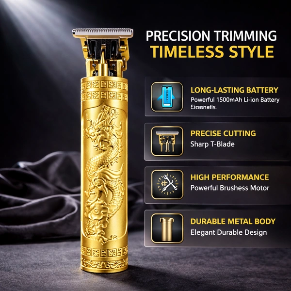 Vintage T9 Professional Hair Trimmer for Men | Cordless Beard & Hair Clipper | Precision T-Blade | Rechargeable Grooming Kit for Salon & Home Use