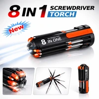 CAHION QC-178 8-in-1 Multi-Screwdriver Torch | Portable LED Torch with Built-in Screwdriver Set | Compact Repair Tool Kit for Home & Outdoor Use