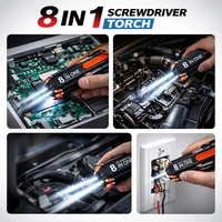 CAHION QC-178 8-in-1 Multi-Screwdriver Torch | Portable LED Torch with Built-in Screwdriver Set | Compact Repair Tool Kit for Home & Outdoor Use