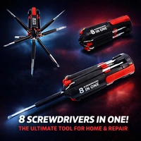 CAHION QC-178 8-in-1 Multi-Screwdriver Torch | Portable LED Torch with Built-in Screwdriver Set | Compact Repair Tool Kit for Home & Outdoor Use