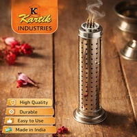 Stainless Steel Perforated Incense Stick Holder (Agarbatti Stand) with Ash Collector | Durable Smokeless Ash Catcher Tube | Home Temple & Meditation Use