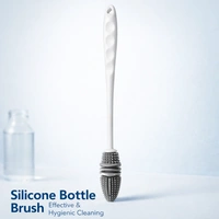 Silicone Bottle Cleaning Brush with Long Handle | Flexible Multi-Use Cleaner for Baby Bottles, Water Bottles, Glassware & Kitchen Utensils | Durable Non-Scratch Bristles | Easy Grip Handle