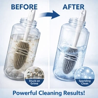 Silicone Bottle Cleaning Brush with Long Handle | Flexible Multi-Use Cleaner for Baby Bottles, Water Bottles, Glassware & Kitchen Utensils | Durable Non-Scratch Bristles | Easy Grip Handle