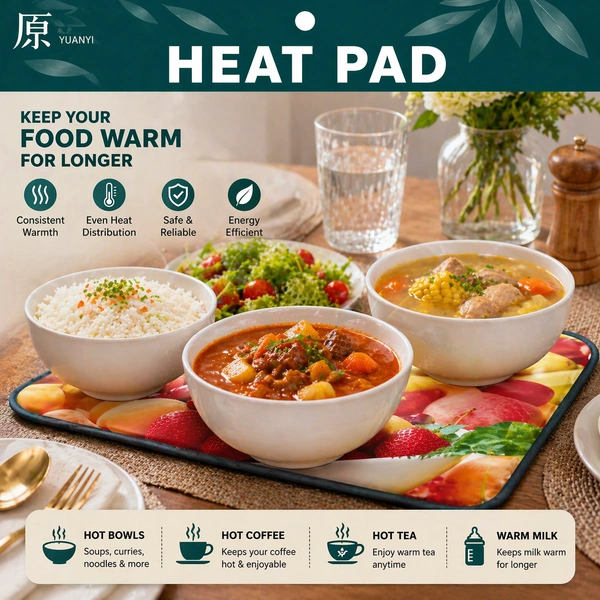 Heat Pad for Dining Table 19.5*19.5CM– Keeps Food Warm for Longer | Heat Resistant Mat for Hot Bowls, Coffee, Tea & Milk | Reusable, Durable & Easy to Clean Heat Pad for Kitchen & Dining Use