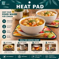 Heat Pad for Dining Table 19.5*19.5CM– Keeps Food Warm for Longer | Heat Resistant Mat for Hot Bowls, Coffee, Tea & Milk | Reusable, Durable & Easy to Clean Heat Pad for Kitchen & Dining Use