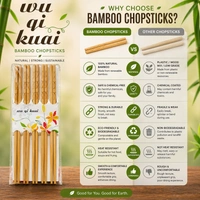 Designer Natural Round Bamboo Reusable Chopsticks - Set Of 10 Pairs