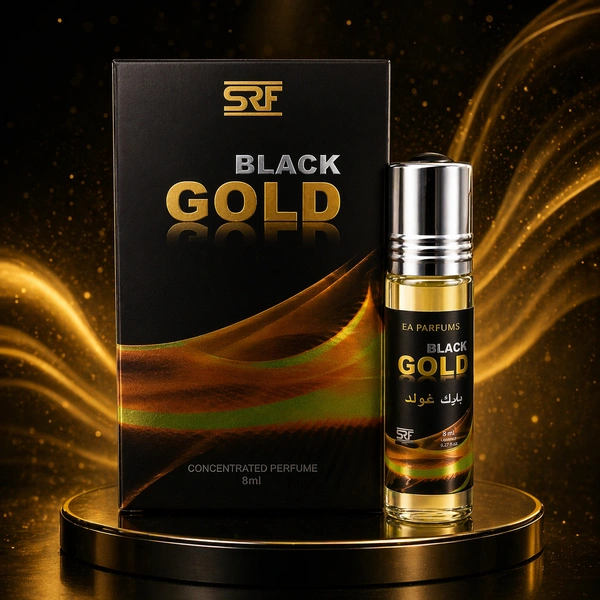 SRF Black Gold Concentrated Perfume Oil (Attar) – Long Lasting Fragrance for Men & Women – Alcohol-Free – 8ml