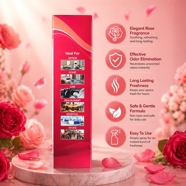 Al-Minar Rose Air Freshener Spray 250ML – Long Lasting Floral Room Fragrance | Premium Rose Scent for Home, Office & Car