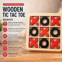Wooden Tic Tac Toe Game ( RANDOM COLOURS) – Classic XOXO Board Game for Kids & Adults | Portable Travel Puzzle Game | Educational Brain Teaser Toy for Home, Office & Gifting