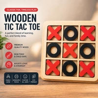Wooden Tic Tac Toe Game ( RANDOM COLOURS) – Classic XOXO Board Game for Kids & Adults | Portable Travel Puzzle Game | Educational Brain Teaser Toy for Home, Office & Gifting