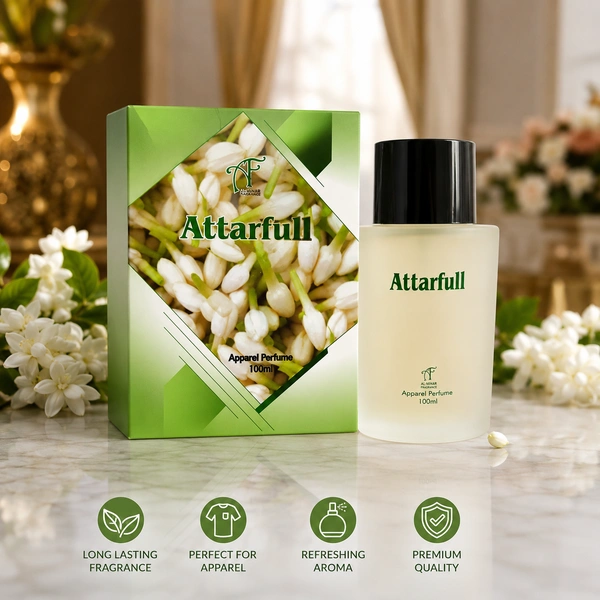 Al-MINAR FRAGRANCE Attarfull Apparel Perfume 100ml | Premium Long-Lasting Floral Attar Fragrance | Refreshing Fabric & Clothing Perfume Spray | Elegant Jasmine-Inspired Aroma | Unisex Daily Wear Perfume
