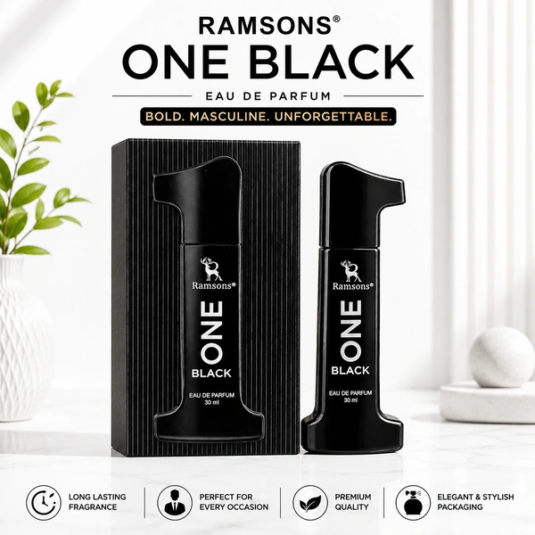Ramsons ONE BLACK Eau De Parfum 30ml | Long Lasting Premium Perfume Spray | Bold Woody & Musky Fragrance | Daily Wear, Office, Party & Special Occasion Men's Perfume