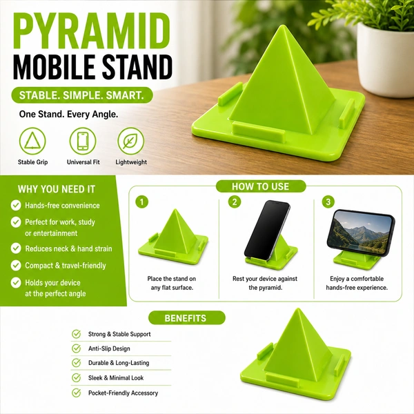Pyramid Mobile Stand for Smartphones & Small Tablets | Portable Anti-Slip Mobile Holder | Hands-Free Desk Phone Stand for Video Calls, Watching Videos, Reading & Office Use | Lightweight Compact Mobile Stand