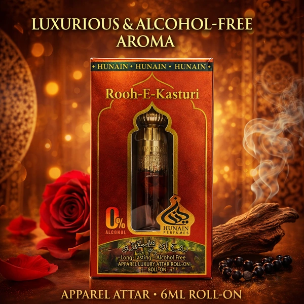 HUNAIN Rooh-E-Kasturi Attar Roll-On – 6ml