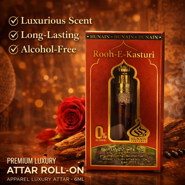 HUNAIN Rooh-E-Kasturi Attar Roll-On – 6ml