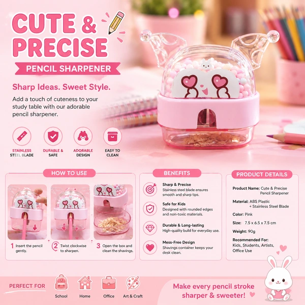 Kawaii Mini Cartoon Pencil Sharpener with Storage Box for Kids and Students