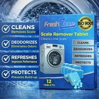 JKM Fresh Zone Washing Machine Scale Remover Tablets (12 Tablets) | Descaler for Front & Top Load Machines | Removes Limescale, Odor & Residue | ISO 9001 Certified