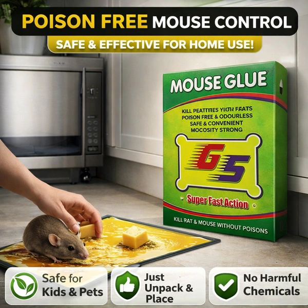 Mouse Glue Trap Strong Adhesive Rat & Mouse Catcher | Poison Free & Odourless | Safe for Home, Kitchen & Storage | Reusable Sticky Trap Board for Rodent Control Pack of 1