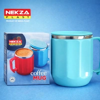 Nekza Plast Insulated Coffee Mug 400ml ( Light Blue) | Stainless Steel Inner Lining | Leak-Resistant Lid | Hot & Cold Beverage Mug for Home, Office & Travel