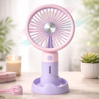 SANKIE SK-2015HF Handheld & Desktop USB Rechargeable Fan with Mobile Holder | Type-C Fast Charging | 3-Speed Adjustable Airflow | Portable Mini Cooling Fan for Home, Office & Travel | Integrated Mobile Holder