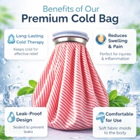 Premium Reusable Cold Therapy Ice Bag 9-inch – Leak-Proof Pain Relief Pack for Injuries, Swelling, Headache & Muscle Recovery (Red Stripe Design)