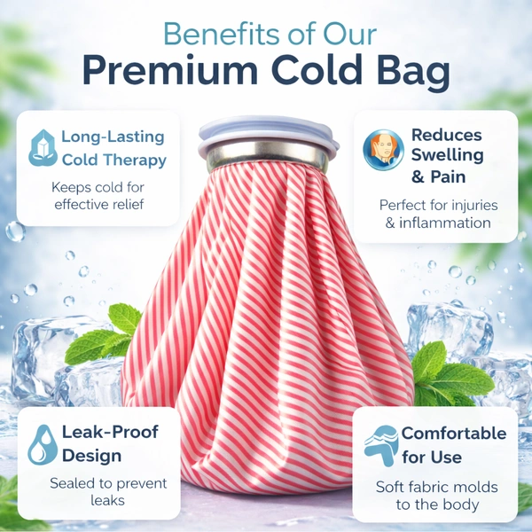 Premium Reusable Cold Therapy Ice Bag 9-inch – Leak-Proof Pain Relief Pack for Injuries, Swelling, Headache & Muscle Recovery (Red Stripe Design)