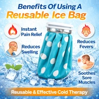 Reusable Ice Bag for Pain Relief 6 Inch size – Leak-Proof Cold Therapy Pack with Wide Mouth Screw Cap – Hot & Cold Compress for Injuries, Swelling, Headache, Muscle Pain (Polka Dot Design)