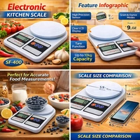 SF-400 Electronic Kitchen Weighing Scale | Digital LCD Display | 10kg Capacity | High Precision Sensor | g/oz Mode | Tare Function | White