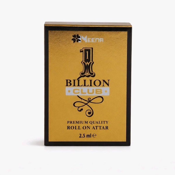Meena 1 Billion Club Premium Roll-On Attar (2.5 ml) | Long-Lasting Alcohol-Free Perfume Oil for Men & Women