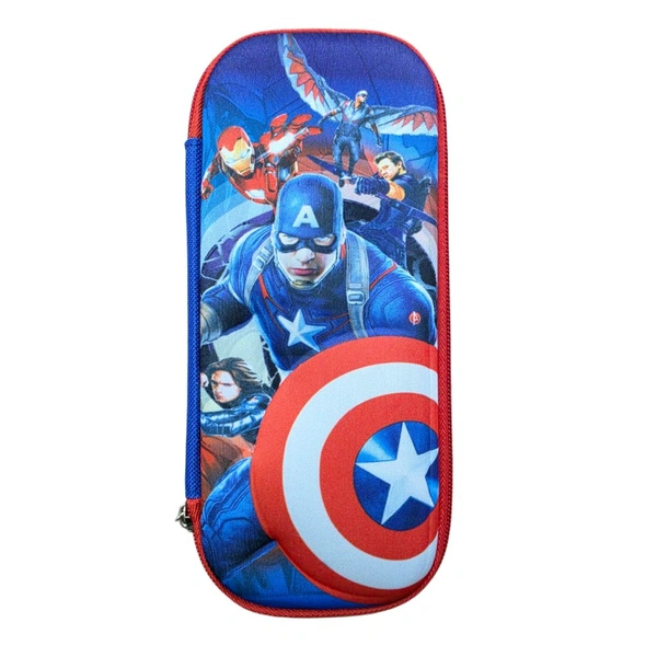 Captain America Pencil Box for Kids | Hard Shell Zipper Pencil Case | Large Capacity Stationery Organizer for School Boys & Girls | Captain America Theme Pen Pouch