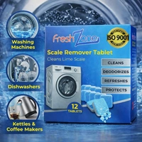 JKM Fresh Zone Washing Machine Scale Remover Tablets (12 Tablets) | Descaler for Front & Top Load Machines | Removes Limescale, Odor & Residue | ISO 9001 Certified