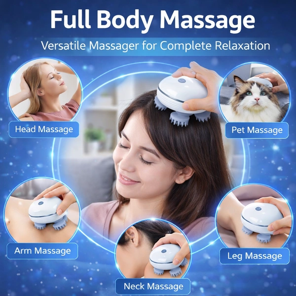 Smart Scalp Massager with 3D Kneading Technology | Electric Head Massager for Hair Growth, Stress Relief & Dandruff Care | Portable Rechargeable Hair Scalp Massager