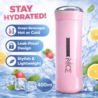 Nice Water Bottle 400ml – Premium Leak-Proof Insulated Flask with Stylish Pink Finish, Portable & Durable Travel Bottle