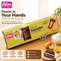 Super Mom Power Blender | Manual Hand Blender with Finger Exercise Mechanism | No Electricity Required | Multi-Purpose Beater for Mixing, Whipping & Churning | Durable & Easy to Use (Red)