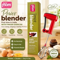 Super Mom Power Blender | Manual Hand Blender with Finger Exercise Mechanism | No Electricity Required | Multi-Purpose Beater for Mixing, Whipping & Churning | Durable & Easy to Use (Red)