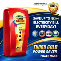 KING Power Maxx King Powermaxx Turbo Gold Power Saver | Electricity Saving Device for Home | Voltage Stabilizer & Energy Saver Plug | Reduce Power Consumption for AC, Fridge, Washing Machine (Red)