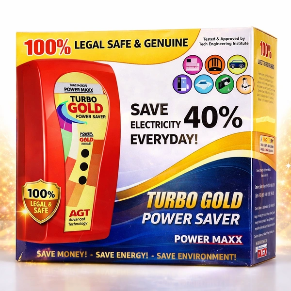 KING Power Maxx King Powermaxx Turbo Gold Power Saver | Electricity Saving Device for Home | Voltage Stabilizer & Energy Saver Plug | Reduce Power Consumption for AC, Fridge, Washing Machine (Red)