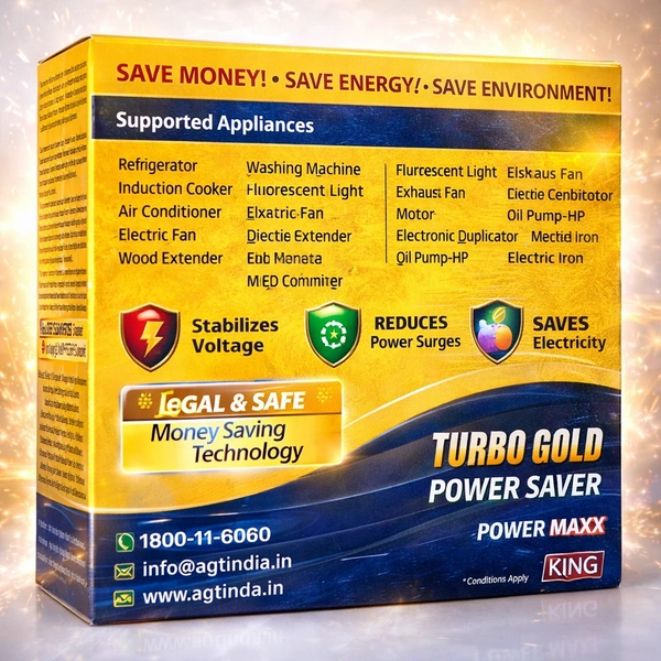 KING Power Maxx King Powermaxx Turbo Gold Power Saver | Electricity Saving Device for Home | Voltage Stabilizer & Energy Saver Plug | Reduce Power Consumption for AC, Fridge, Washing Machine (Red)