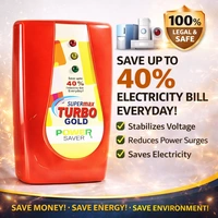 KING Power Maxx King Powermaxx Turbo Gold Power Saver | Electricity Saving Device for Home | Voltage Stabilizer & Energy Saver Plug | Reduce Power Consumption for AC, Fridge, Washing Machine (Red)