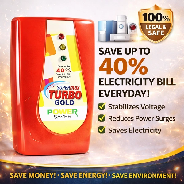 KING Power Maxx King Powermaxx Turbo Gold Power Saver | Electricity Saving Device for Home | Voltage Stabilizer & Energy Saver Plug | Reduce Power Consumption for AC, Fridge, Washing Machine (Red)