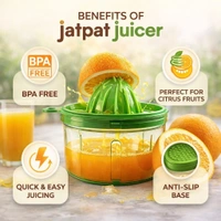 Super Mom Jatpat Manual Juicer | 750ml BPA-Free Food Grade Citrus Juicer with Anti-Slip Container | Easy Press Juicer for Lemon, Orange & Fruits