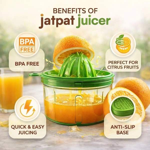 Super Mom Jatpat Manual Juicer | 750ml BPA-Free Food Grade Citrus Juicer with Anti-Slip Container | Easy Press Juicer for Lemon, Orange & Fruits