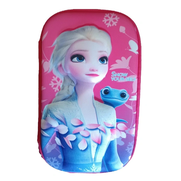 Kids EVA Hardtop Pencil Case for Kids – Cartoon Princess Printed Zipper Pencil Box, Shockproof Stationery Organizer Pouch for School, Travel & Art Supplies (Pink)