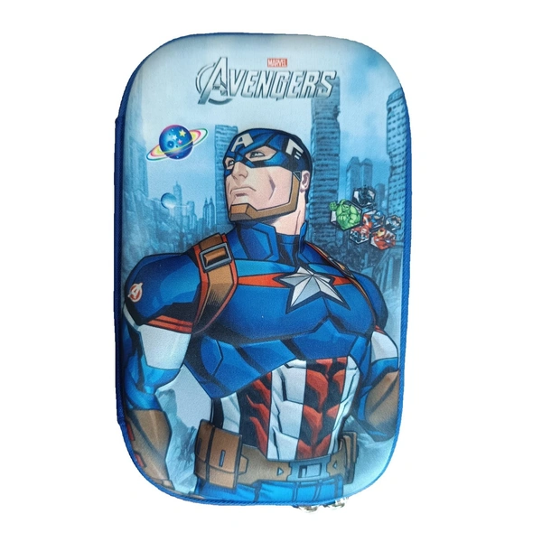 Marvel Avengers Captain America Hardtop Pencil Case for Kids | EVA Pencil Box with Zipper Closure | Large Capacity Stationery Organizer for School Boys & Girls