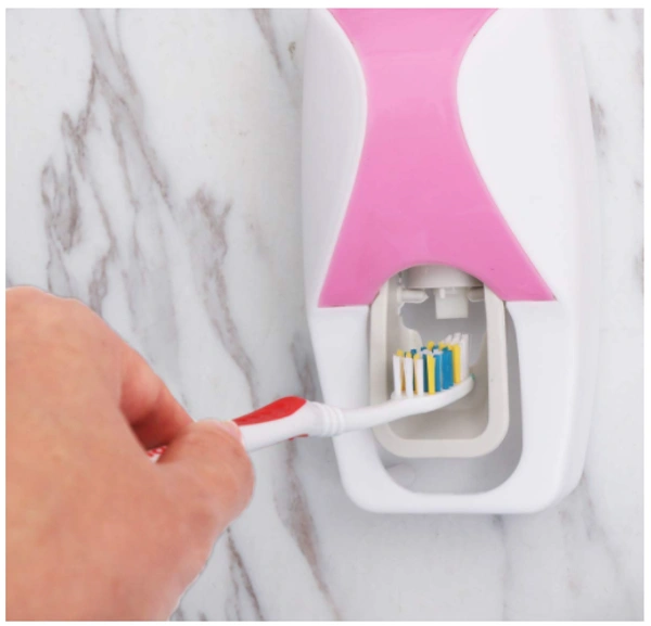 Hands Free Wall Mounted Plastic Dust Proof Automatic 5 Toothpaste Dispenser Holder and Detachable Hole Dispenser