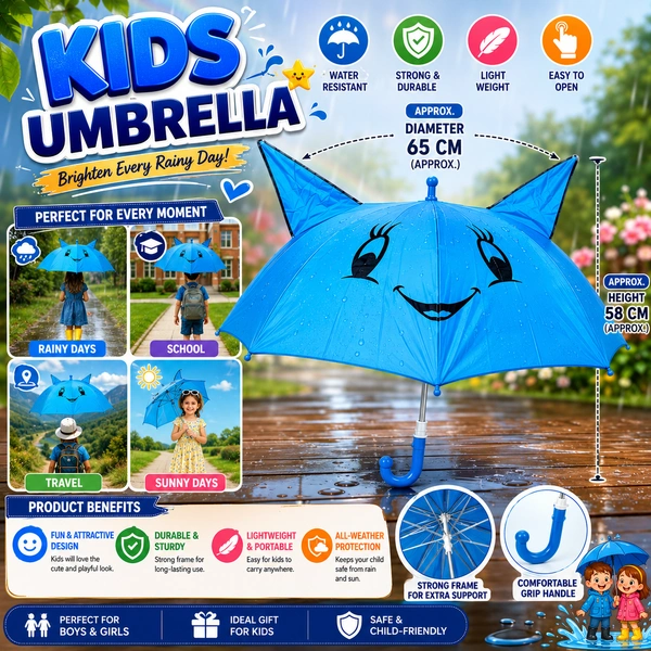 Cute Kids Animal Ear Umbrella ( RANDOM COLOURS & DESIGNS )| Lightweight & Durable Children's Rain Umbrella | Easy-Grip Hook Handle | Wind Resistant School & Travel Umbrella for Boys & Girls /16