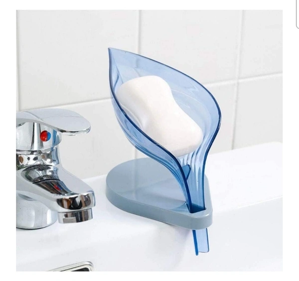 Designer Portable Leaf Shape Bathroom Soap Box with Draining Tray - 1 Piece - Random Colour - 0