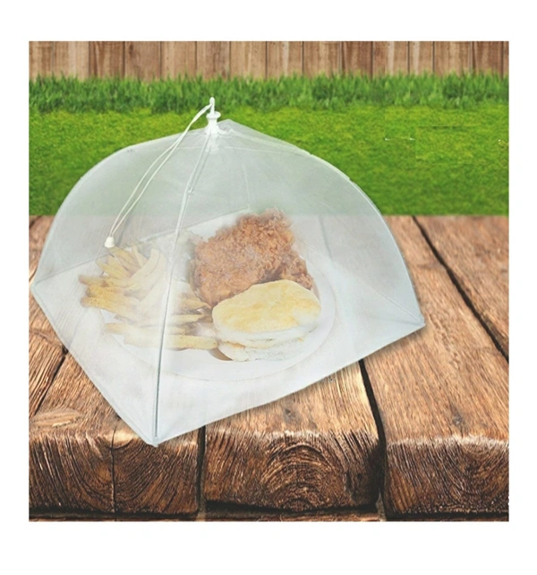 Food Cover Tent Umbrella Pop-Up Mosquito Protection Mesh Screen, 16 Inch White Reusable and Collapsible Outdoor Picnic BBQ Food Covers Net for Flies, Bugs & Mosquitoes, 1Piece - 0