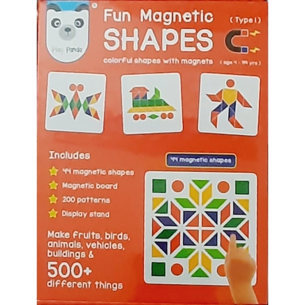 Fun Magnetic Shapes (Junior) : Type 1 with 44 Magnetic Shapes, 200 Pattern Book, Magnetic Board and Display Stand - 1.15